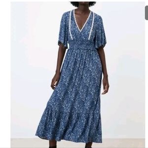 Zara  paisley V neck midi dress
